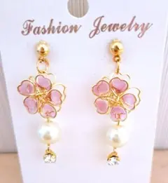 233# ピアス ハンドメイド フラワー レジン 桜 夏ピアス 秋ピアス