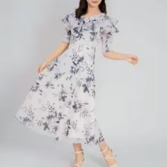 ノエラ　フリルフラワーワンピ　オレンジ