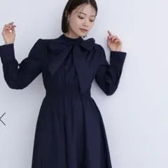 NATURAL BEAUTY BASIC 2wayボウタイギャザーワンピース　S