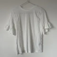 DHOLIC ホワイト フリル袖 半袖シャツ 白