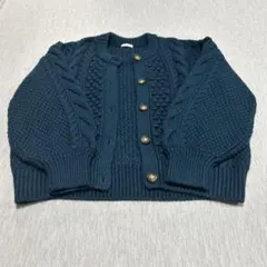 GU ケーブル編みカーディガン L ダークブルー
