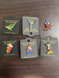 ディズニー ピンバッジ ヴィンテージ ミッキー ピーターパン 小人 未使用品