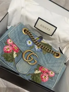 GGマーモント デニム チェーン ショルダーバッグ