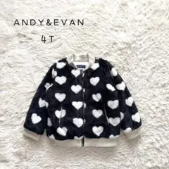 【ANDY&EVAN】エコファーブルゾン　ハート柄　黒　　4T ガーリー
