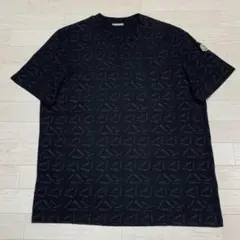 美品 モンクレール 総柄 ワッペン XL ブラック Tシャツ 正規品 5S493 
