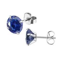 ピアス金属アレルギー対応 ブルーラウンドカットクリスタルピアス5mm