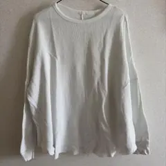 GU リブ編み長袖Tシャツ ホワイト
