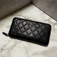 極美品CHANEL ノベルティキャビアスキン マトラッセ チェーン