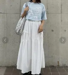 kutir ダブルリボンドロストスカート ホワイトのサムネイル
