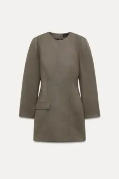 ZARA ウール混ショルダーパッド付きワンピース