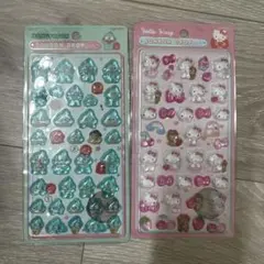 サンリオ　ピンクキティ　ハンギョドン　ぷっくりシール2枚　ぷくぷく　立体