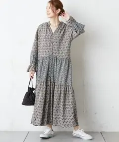 チャオパニック　花柄ミックスワンピース