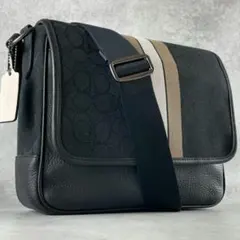 未使用級 コーチ トンプソン スモール マップバッグ ビジネス 本革 肩掛け 黒