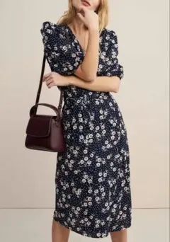 美品　Rouje PARIS 花柄デザインワンピース　パフスリーブ　ラップのサムネイル