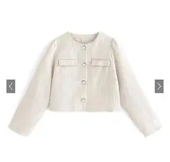 ツイードパールボタンショート丈ジャケット[dk1078]