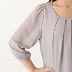 フォーマル　七分袖ブラウス　グレージュ