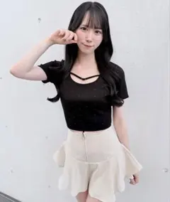 NOMAE ストーンドットBACKリボントップス ブラックのサムネイル