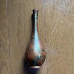 作家物】焼締 花瓶 フラワーベース 波模様 和室 インテリア 華道