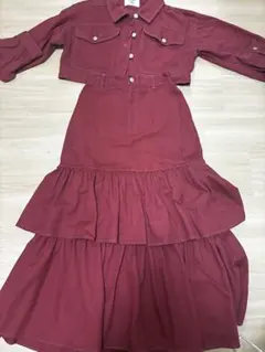 Jouetie ワインレッド フリルドレス