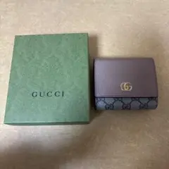 GUCCI 二つ折り財布 GGマーモント キャンバス PVC ダスティーピンク