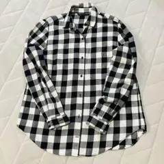 ZARA ベーシック　チェック柄 長袖シャツ ブラック・ホワイトMサイズ
