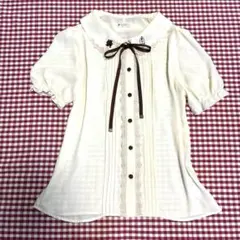 axes femme アクシーズ　美女と野獣 刺繍ブラウス 半袖のサムネイル