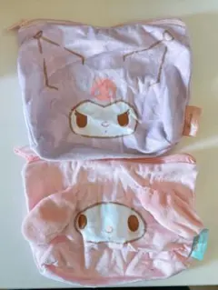 サンリオふわふわFACE台形ポーチ セット売り マイメロ クロミ