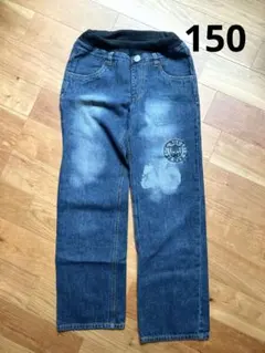 ダークブルー デニムパンツ サイズ150 プリント付き