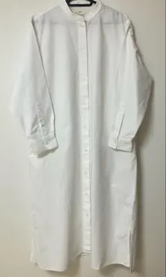 無印良品 白 ホワイト 長袖 シャツワンピース