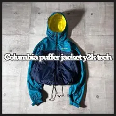 Columbia hooded puffer jacket y2k ドローコード