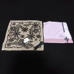 LANVIN enBleu 花柄リボン刺繍 タオルハンカチ 2枚セット タグ付