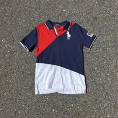 00s y2k ラルフローレン 刺繍 ビッグポニー ポロシャツ 紺/赤/白