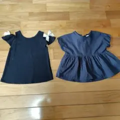 ガールズ Tシャツ 2枚セット ネイビー リボンのサムネイル