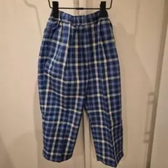 青チェック長ズボン　ボトムス　デビロック　110