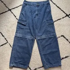 デニムブルー カーゴパンツ ウエスト73cm