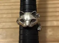 作家　シルバー　猫リング