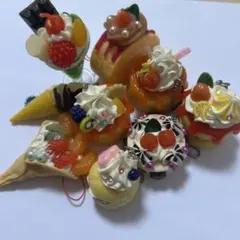 スイーツ　食品サンプル　ミニチュア　キーホルダー　9個セット