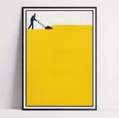 ヴィンテージ　アート　ポスター　レトロ　芝刈り　ミッドセンチュリー　カフェ　A3