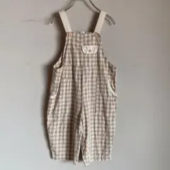 韓国子供服　ナチュラル　チェックサロペット　80 オーバーオール