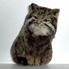 ねこ 猫 マヌルネコ ブローチ 羊毛 ハンドメイド 作家