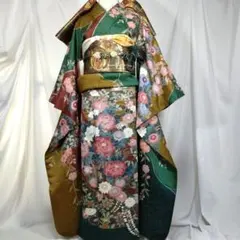 着物　振袖フルセット　振袖　友禅　霞草花文　金通し　成人式　卒業式