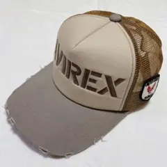 AVIREX メッシュキャップ ビッグロゴ刺繍 ベージュ ブラウン