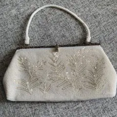 和装小物　ビーズ　ハンドバッグ　ホワイト