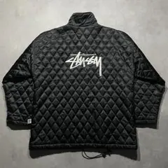 90s old STUSSY quilting big logo jacket