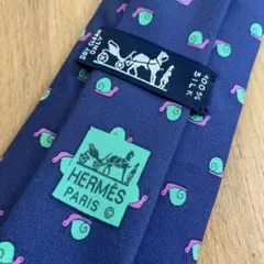 【訳あり】HERMES エルメス ネクタイ カタツムリ ネイビー 7207UA