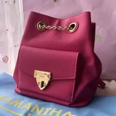 【美品】サマンサベガ　巾着チェーンリュック　ピンク