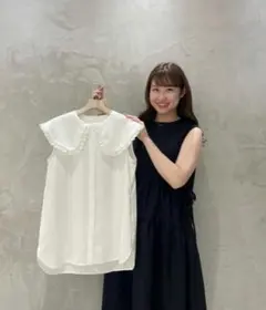 美品 アベニールエトワール パフスリーブギャザー切替ピンタック 