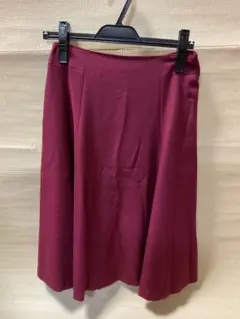 ニューヨーカー ひざ丈フレアスカート 7号 エレガント ワインレッド