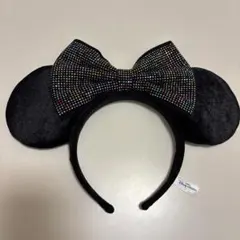 ディズニー ミニー　カチューシャ　キラキラ ドット スパンコール 黒