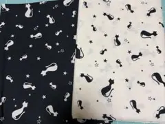 猫柄 星柄 プリント生地 2色セット